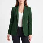 Women's tailored single breasted blazer in dark green