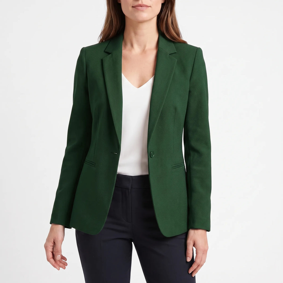 Women's tailored single breasted blazer in dark green