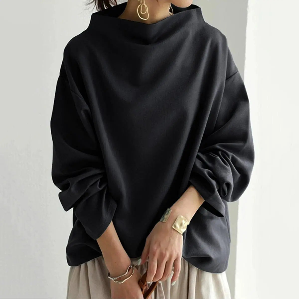 High neck fine knit top