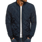 Men's diamond pattern layering jacket for the season in navy blue