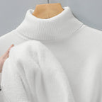 Merino wool turtleneck sweater with ribbed collar