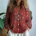 Women's Long Sleeve V-Neck Relaxed Blouse