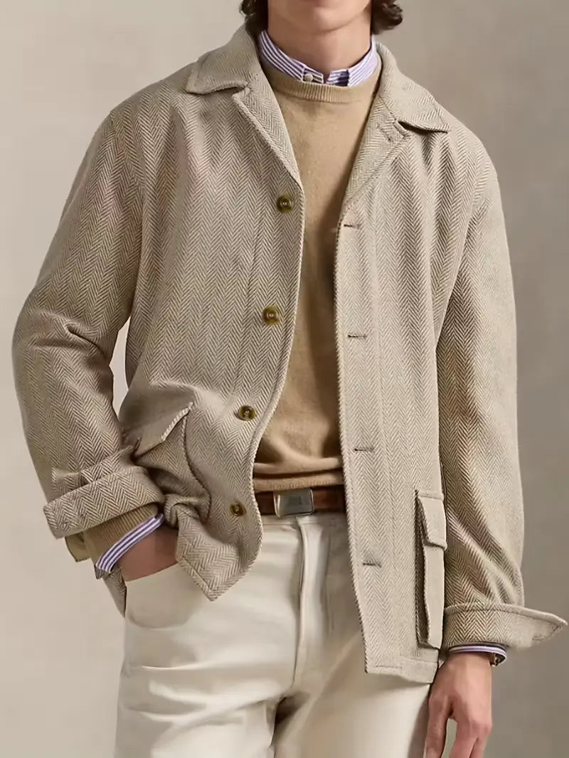 Tailored Wool Jacket with Lapel Collar