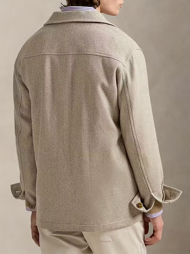 Tailored Wool Jacket with Lapel Collar