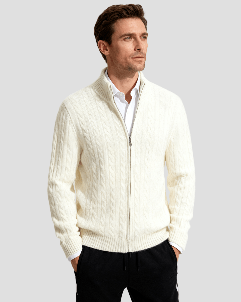 Men's Cable Knit Cashmere Cardigan