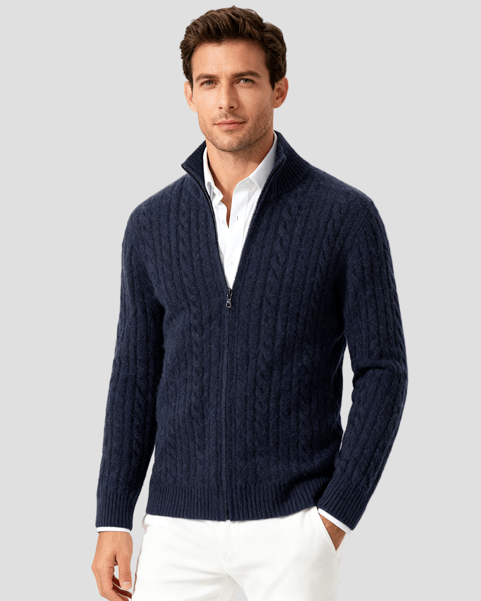 Men's Cable Knit Cashmere Cardigan