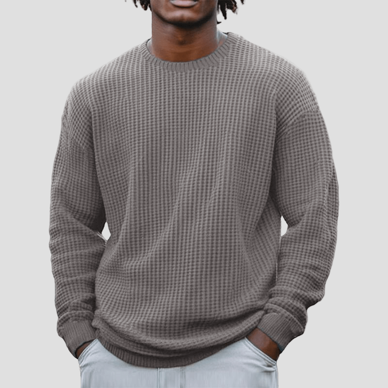 Waffle Knit Crewneck Sweater