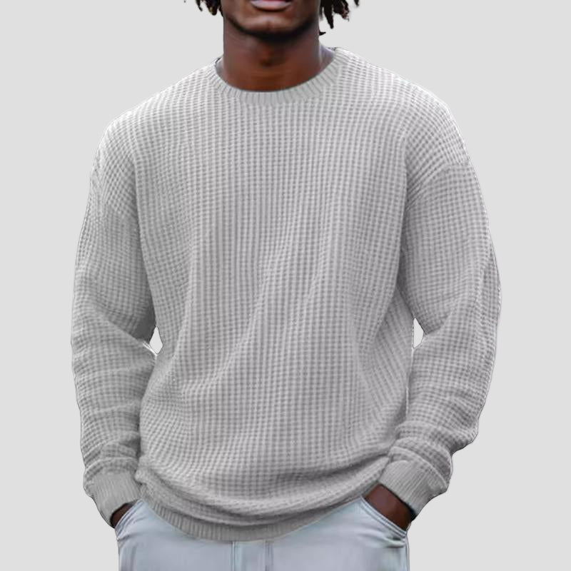 Waffle Knit Crewneck Sweater