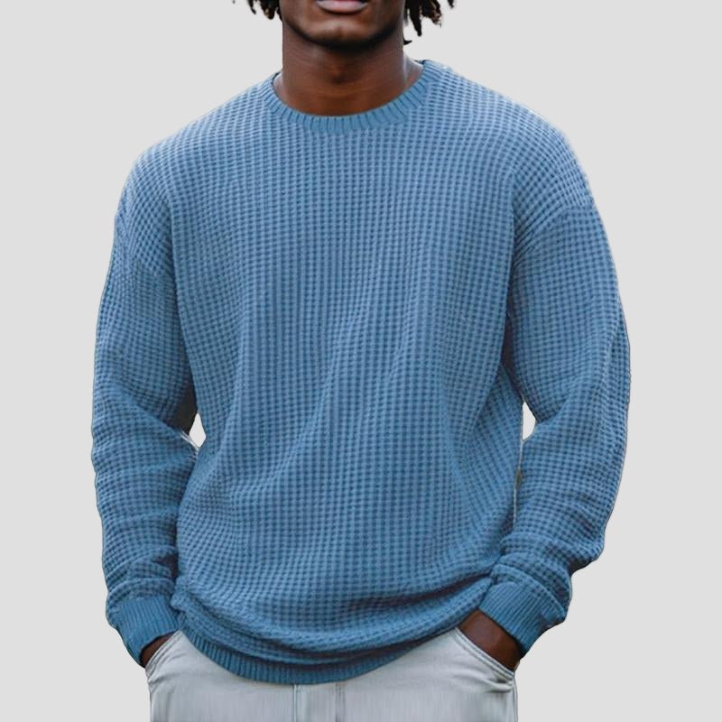Waffle Knit Crewneck Sweater