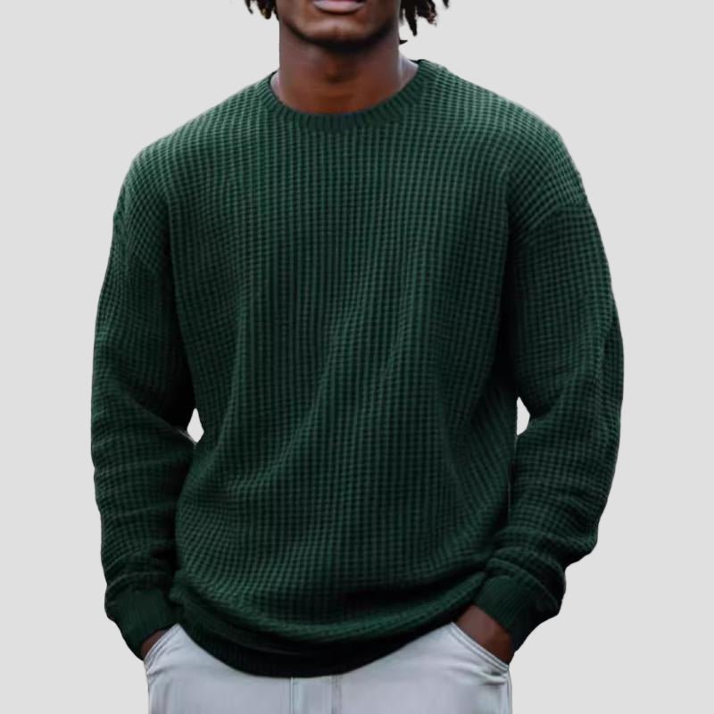 Waffle Knit Crewneck Sweater
