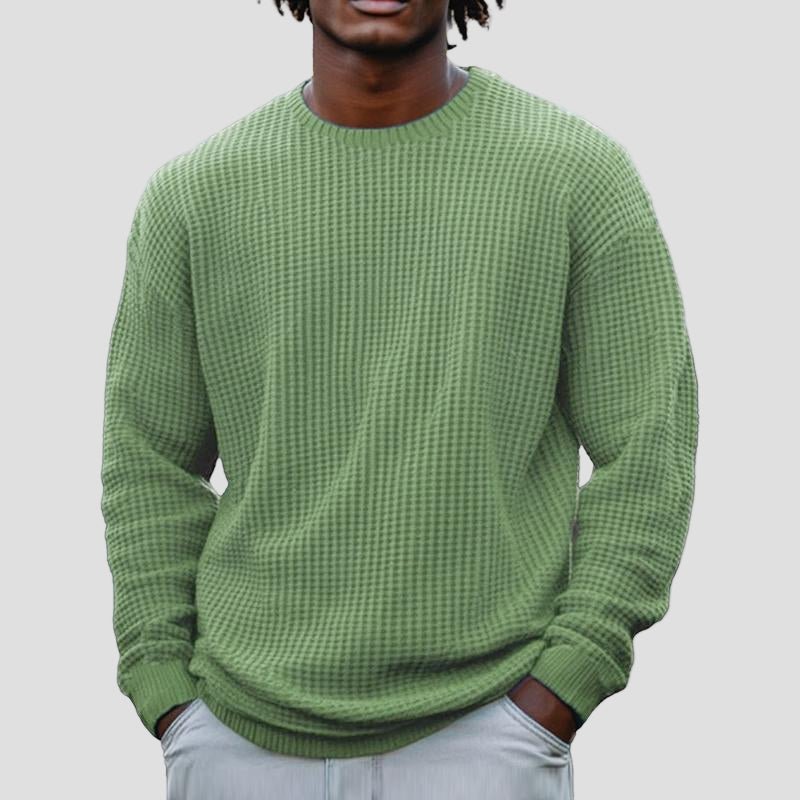 Waffle Knit Crewneck Sweater