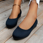 Women's orthopedic knit ballet flats slip on easy on and off in navy blue