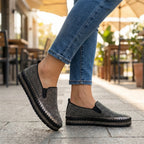 Women's rhinestone embellished slip on platform flats