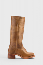 Heeled Leather Knee-High Boots