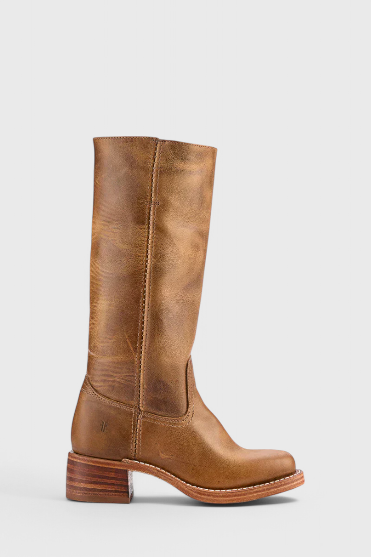 Heeled Leather Knee-High Boots