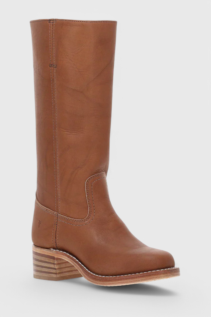 Heeled Leather Knee-High Boots
