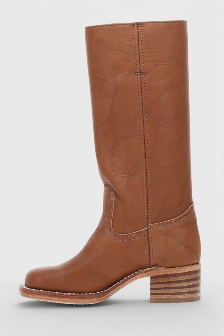 Heeled Leather Knee-High Boots