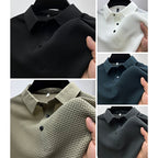 Polo Shirt Knitted Basket-Weave Texture