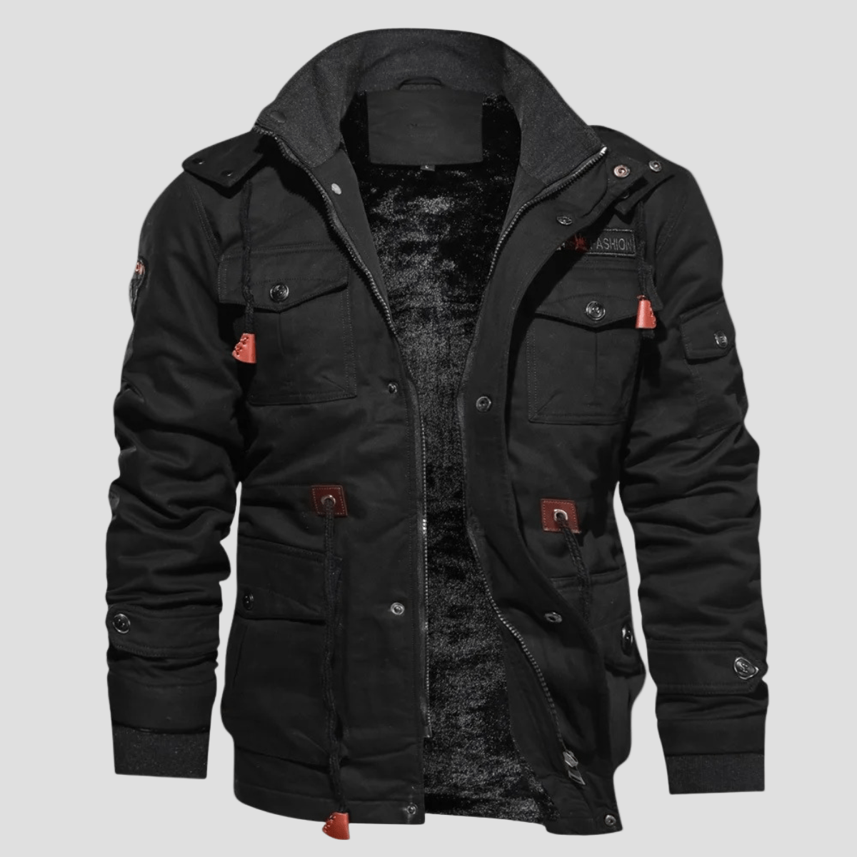 Men's Hooded Winter Jacket with Thick Plush Lining