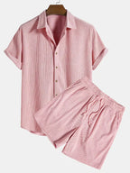 Men's Two-Piece Casual Ribbed Summer Set