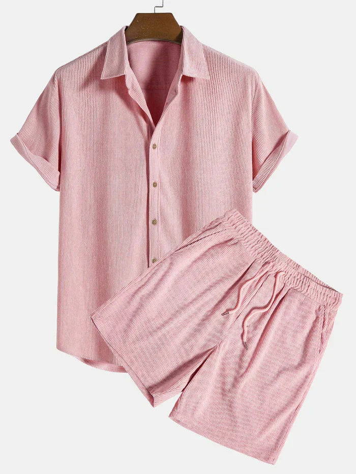 Men's Two-Piece Casual Ribbed Summer Set