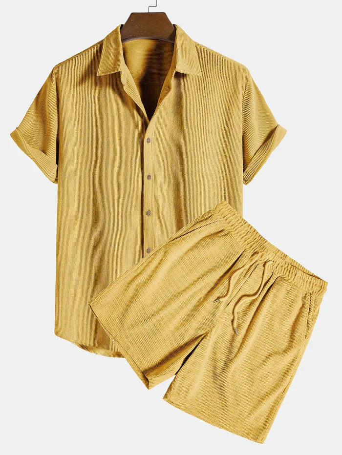 Men's Two-Piece Casual Ribbed Summer Set