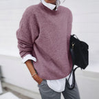 Women's loose fit cashmere knit sweater in pink