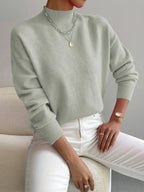 Women's warm soft knit turtleneck sweater in light green