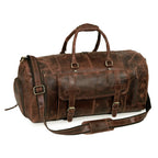 Vintage leather weekender duffle bag