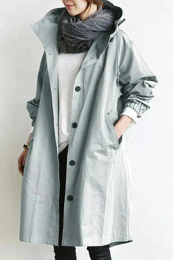 Women's Hooded Longline Raincoat Waterproof Breathable