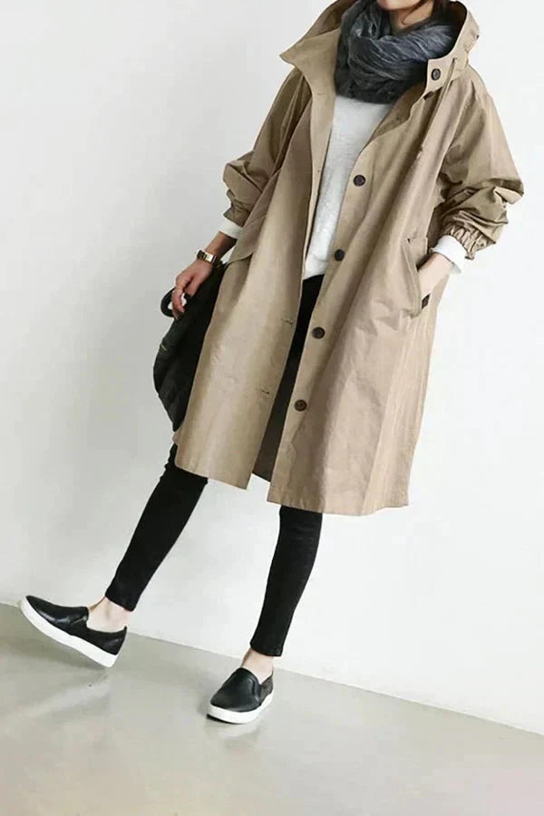 Women's Hooded Longline Raincoat Waterproof Breathable