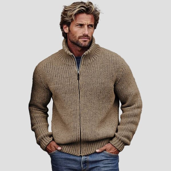 Vintage Sweater Cardigan with Turtleneck for Men