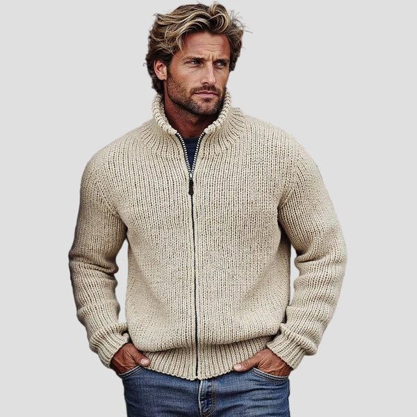 Vintage Sweater Cardigan with Turtleneck for Men