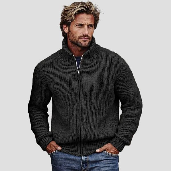 Vintage Sweater Cardigan with Turtleneck for Men