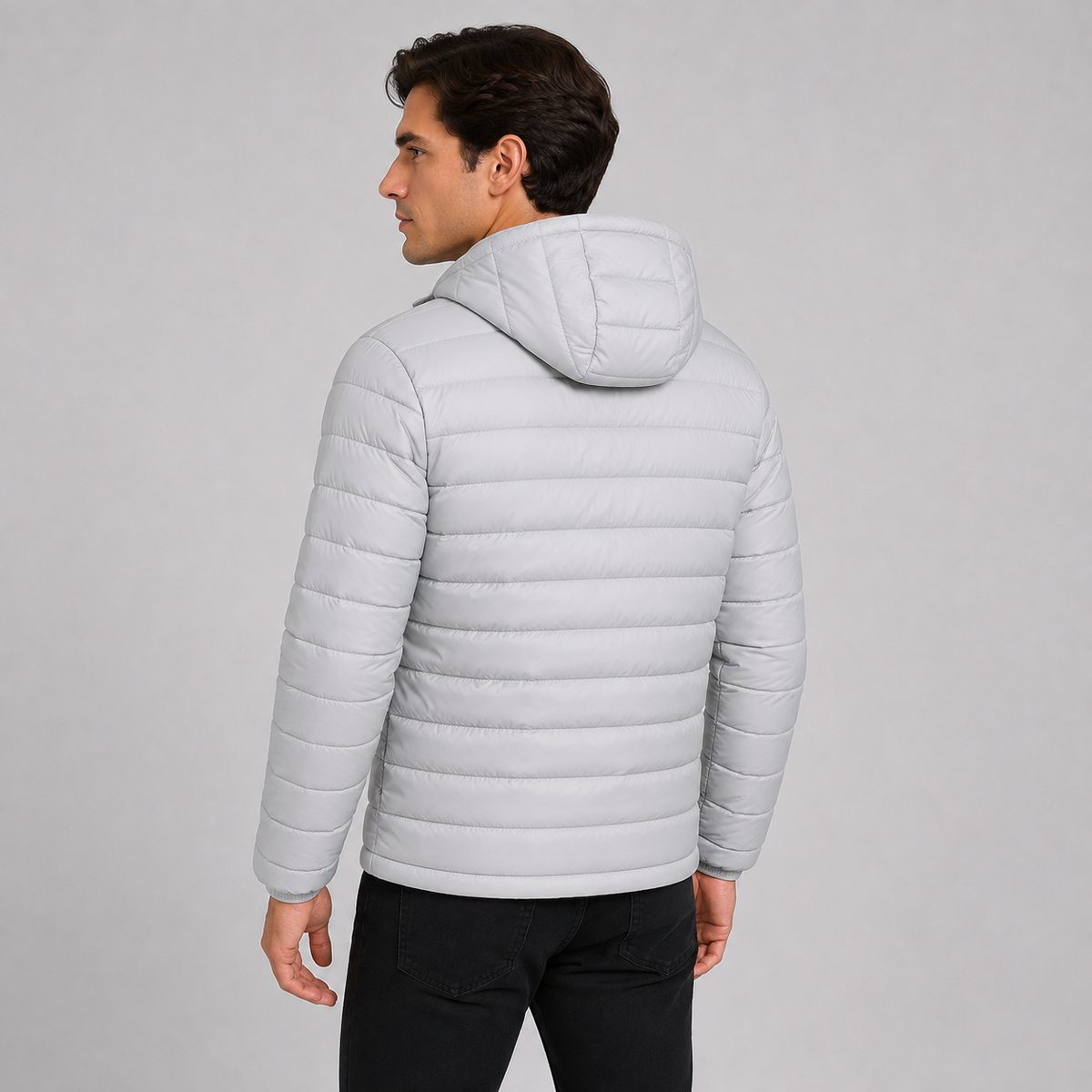 Quilted hooded full-zip jacket