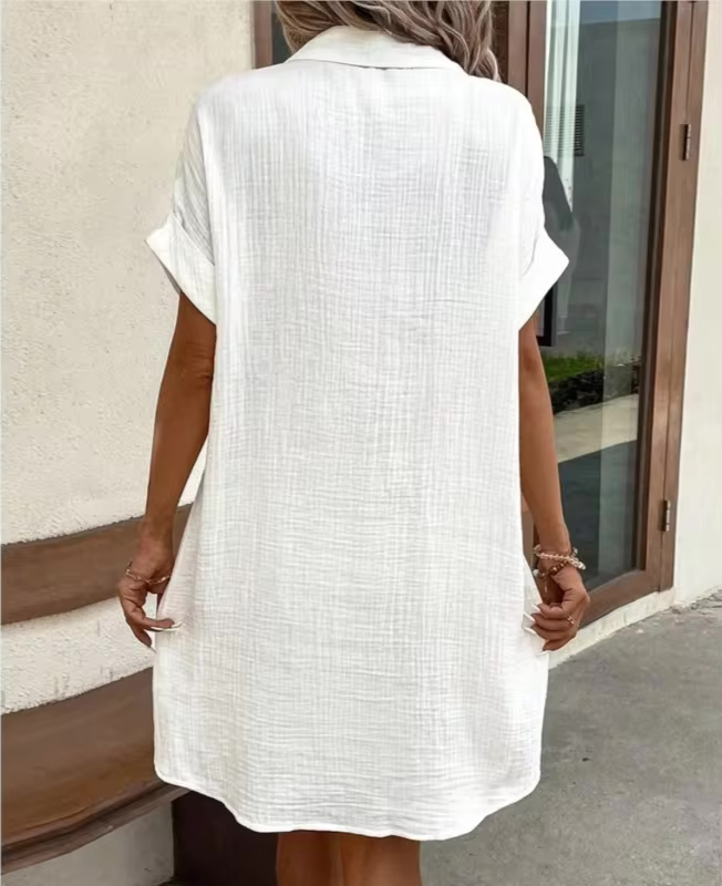 Linen Blend Midi Shirt Dress