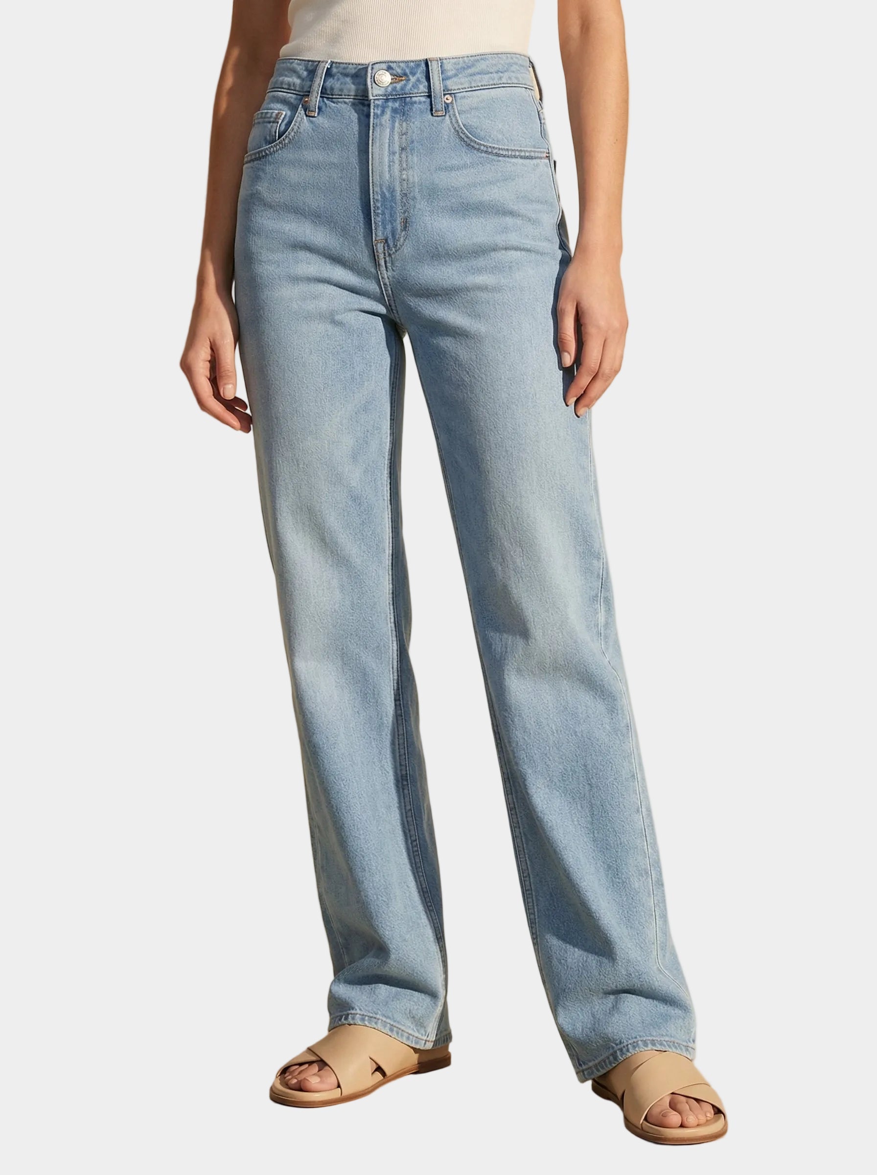 Wide Leg Light Denim Jeans