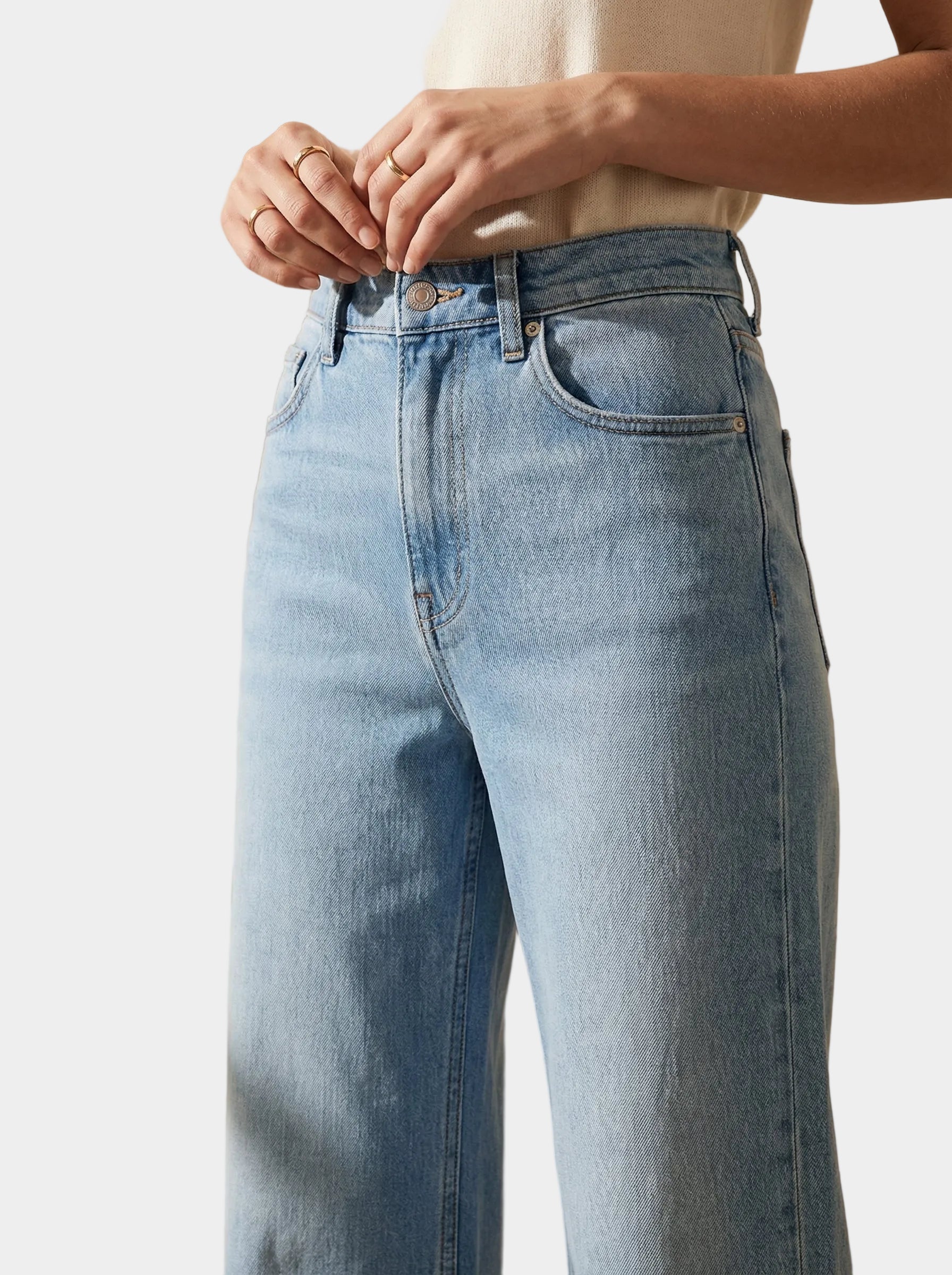 Wide Leg Light Denim Jeans