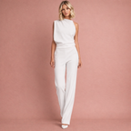 Women's Sleeveless Wide-Leg Jumpsuit Mock Neck