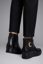 Wide fit leather ankle boots with grip sole