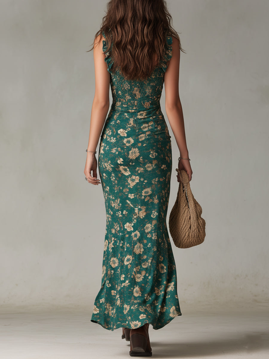 Women's A-Line Boho Maxi Dress with Ruffled Sleeves for Summer 3