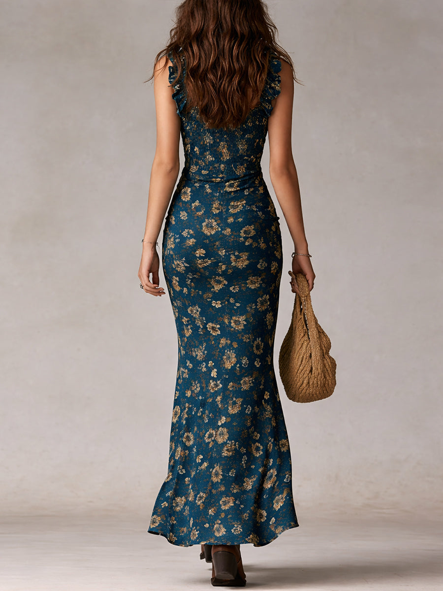 Women's A-Line Boho Maxi Dress with Ruffled Sleeves for Summer 5