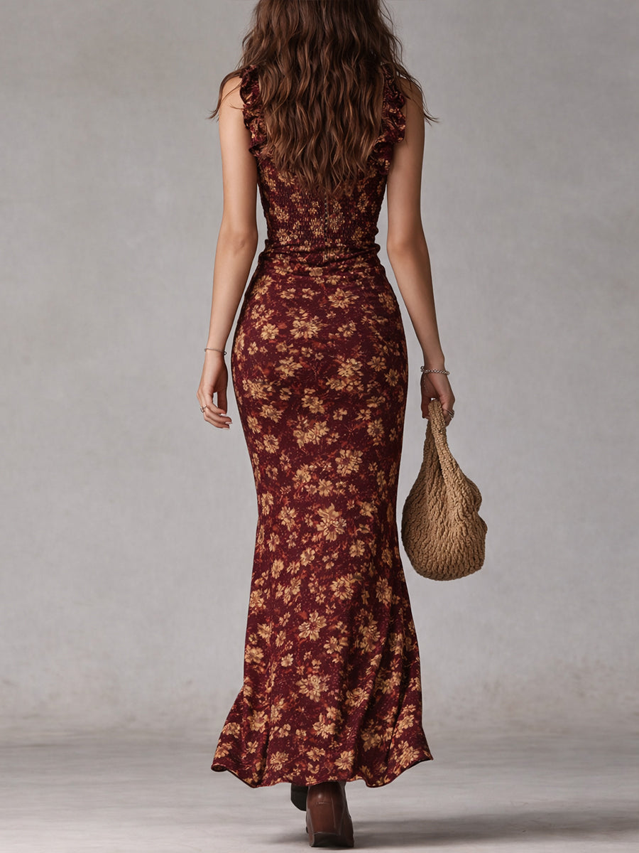 Women's A-Line Boho Maxi Dress with Ruffled Sleeves for Summer 7