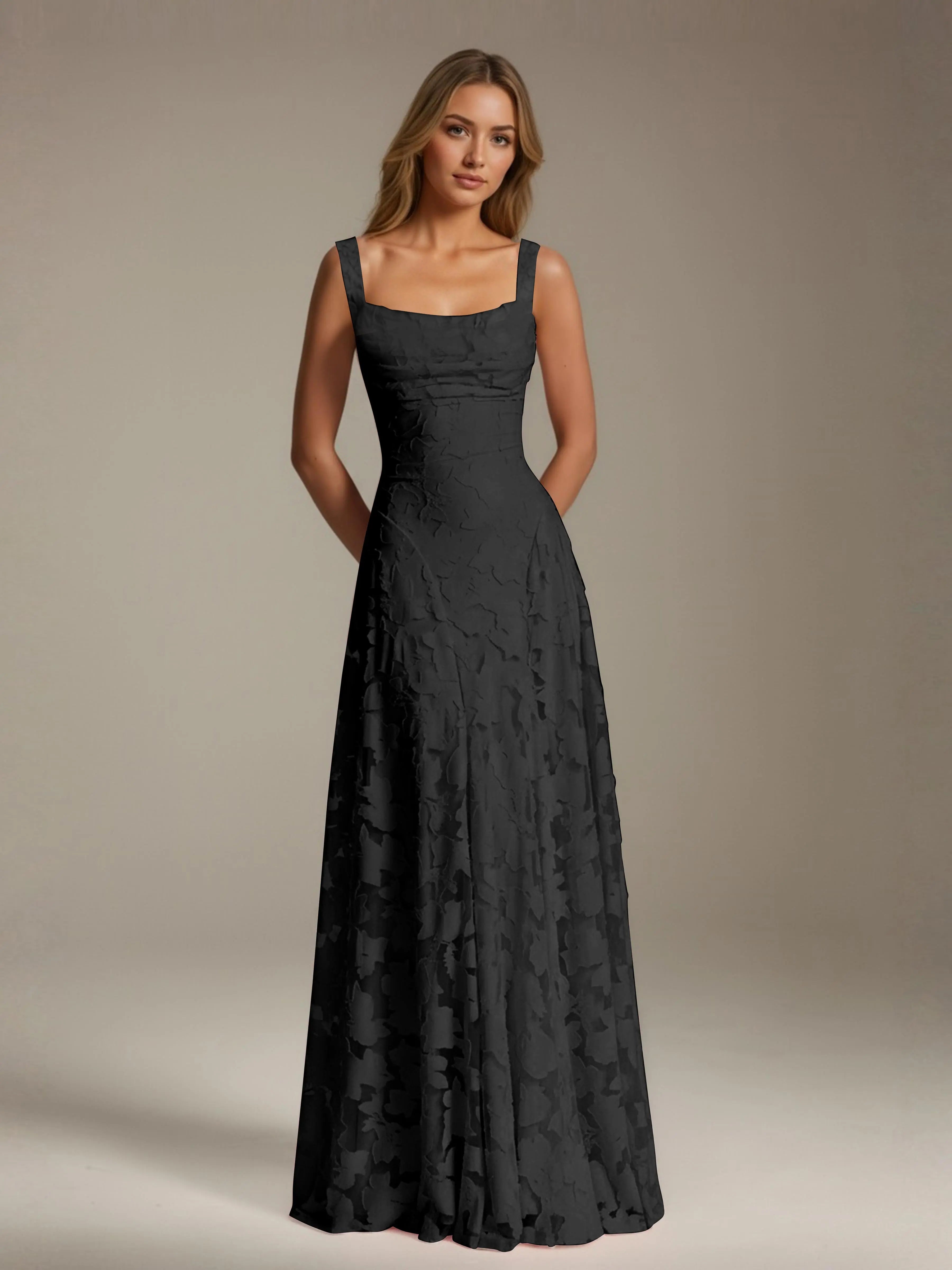 Women's A-Line Bridesmaid Dress featuring Floral Lace Design, Elegant Formal Gown for Weddings 4