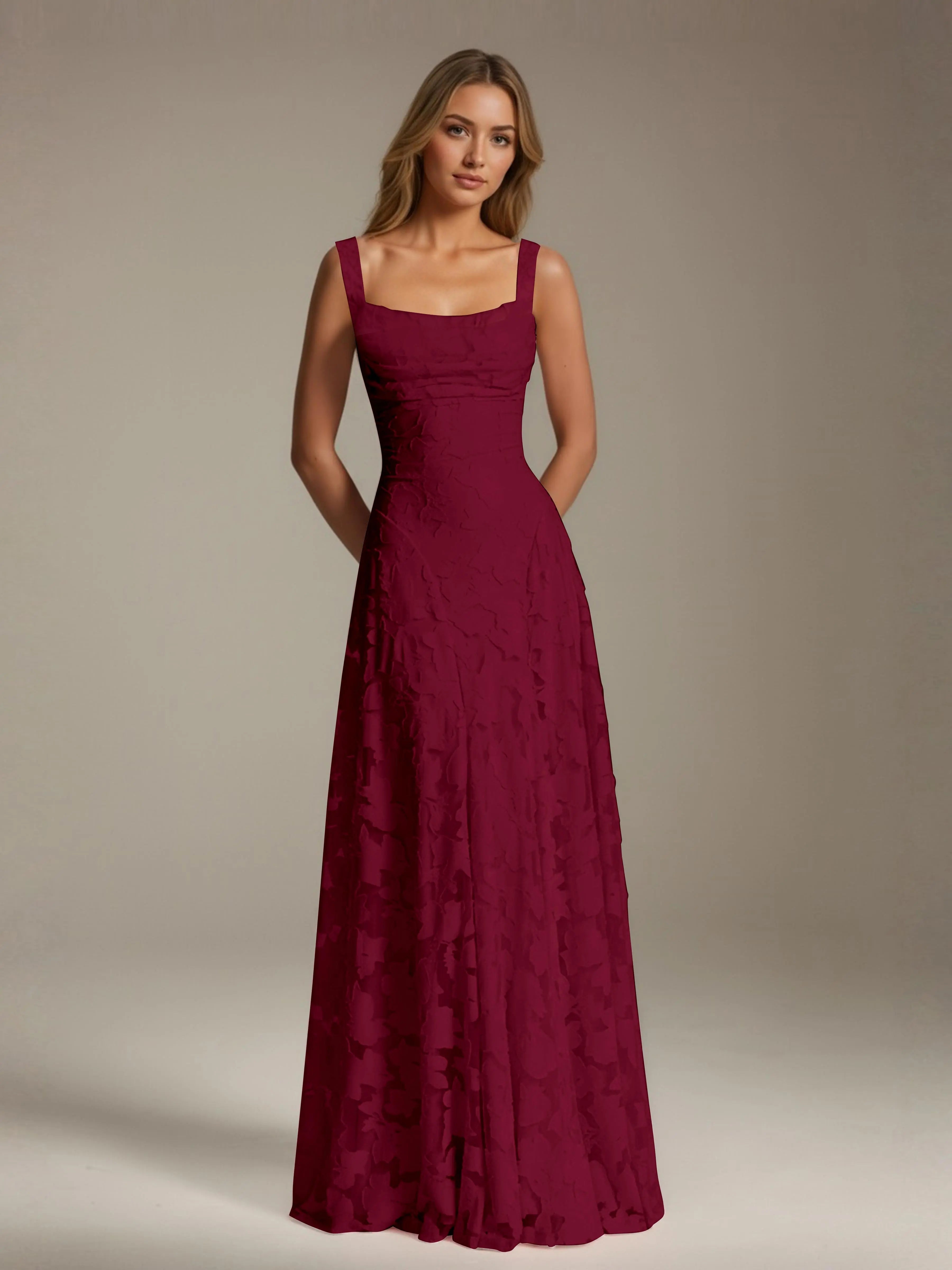 Women's A-Line Bridesmaid Dress featuring Floral Lace Design, Elegant Formal Gown for Weddings 8