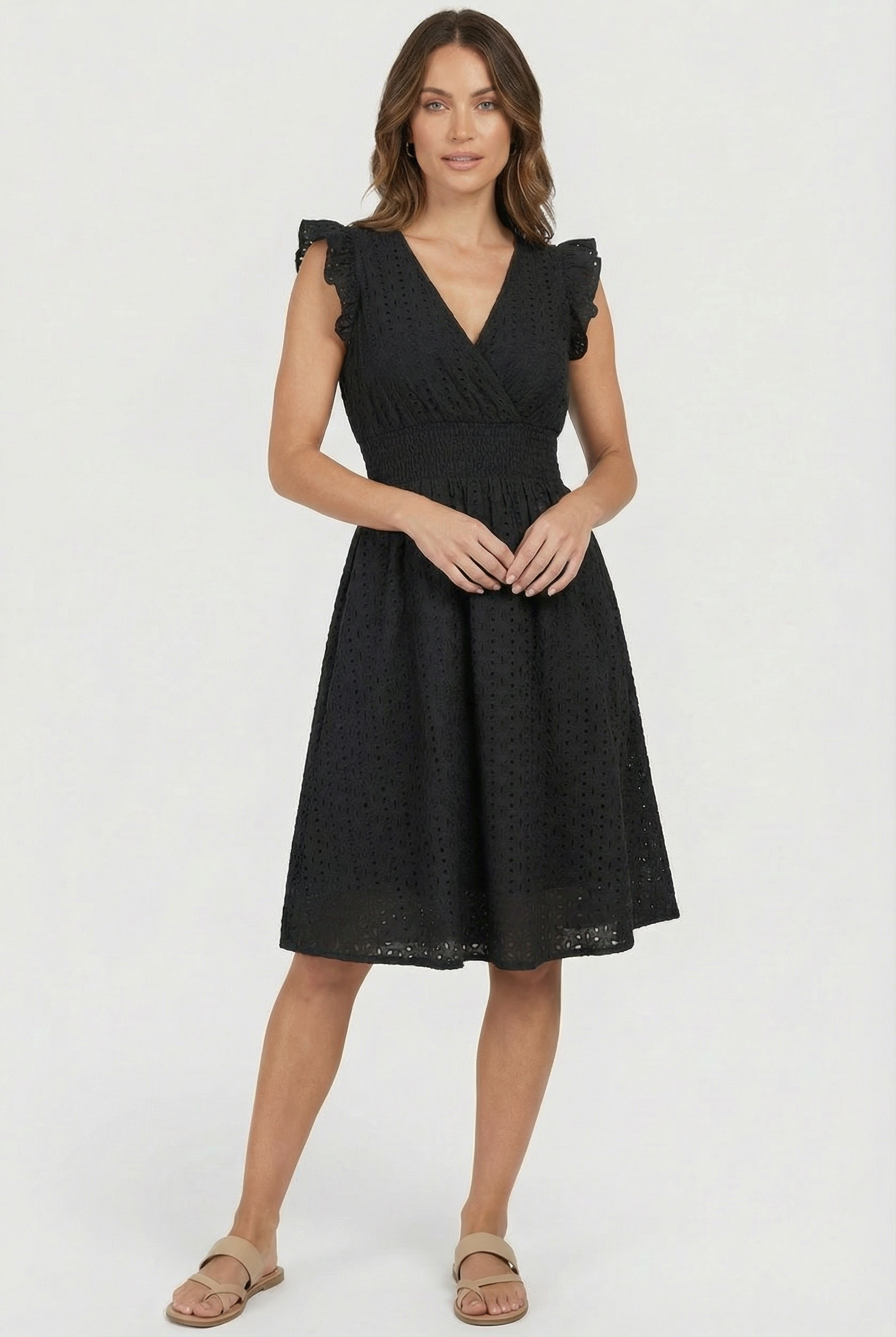 Women's A-Line Summer Dress featuring a smocked waist, perfect for casual outings, beach days, and special events, in a stylish and comfortable design. 4