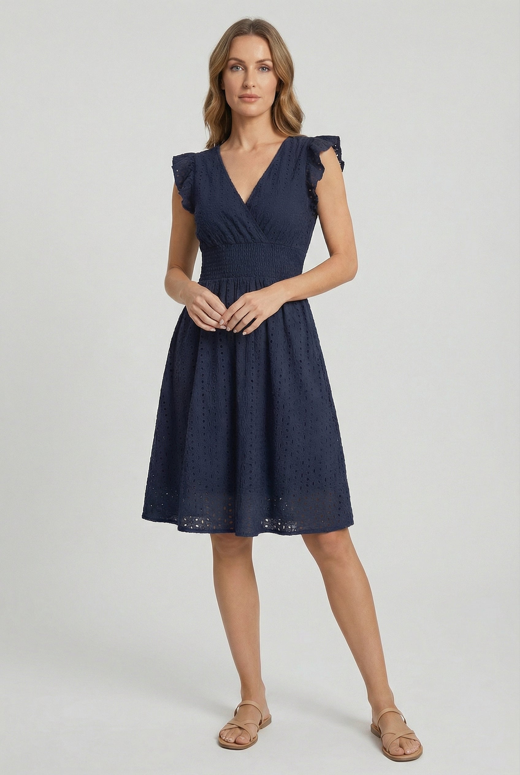 Women's A-Line Summer Dress featuring a smocked waist, perfect for casual outings, beach days, and special events, in a stylish and comfortable design. 6