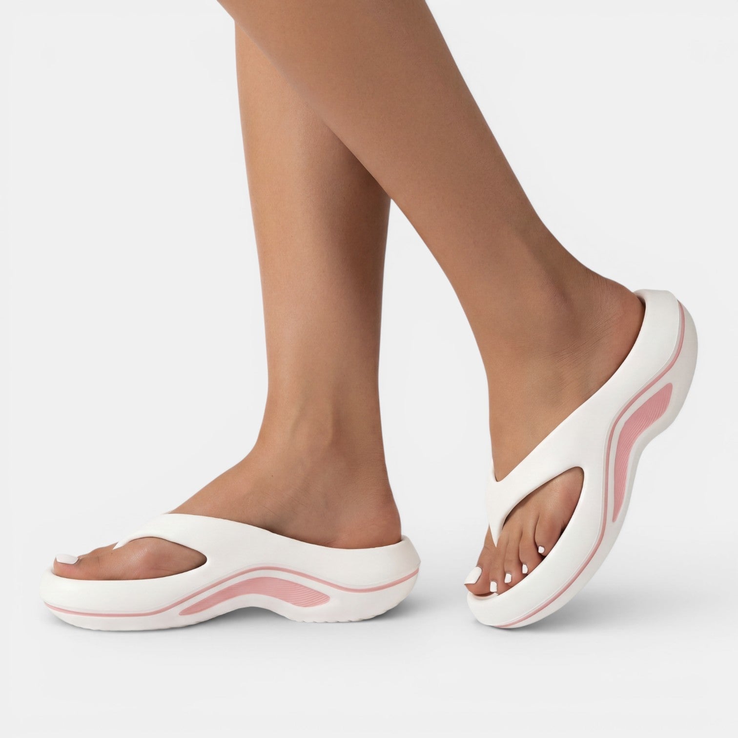 Women's anatomical flip flops designed for summer beach casual wear, featuring ergonomic footbeds for comfort and stylish designs in vibrant colors. 0
