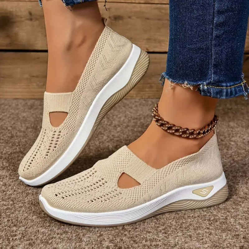 Women's anatomical slip-on sneakers designed for all-day comfort, featuring a sleek design, cushioned insoles, and breathable materials, perfect for casual outings and 7