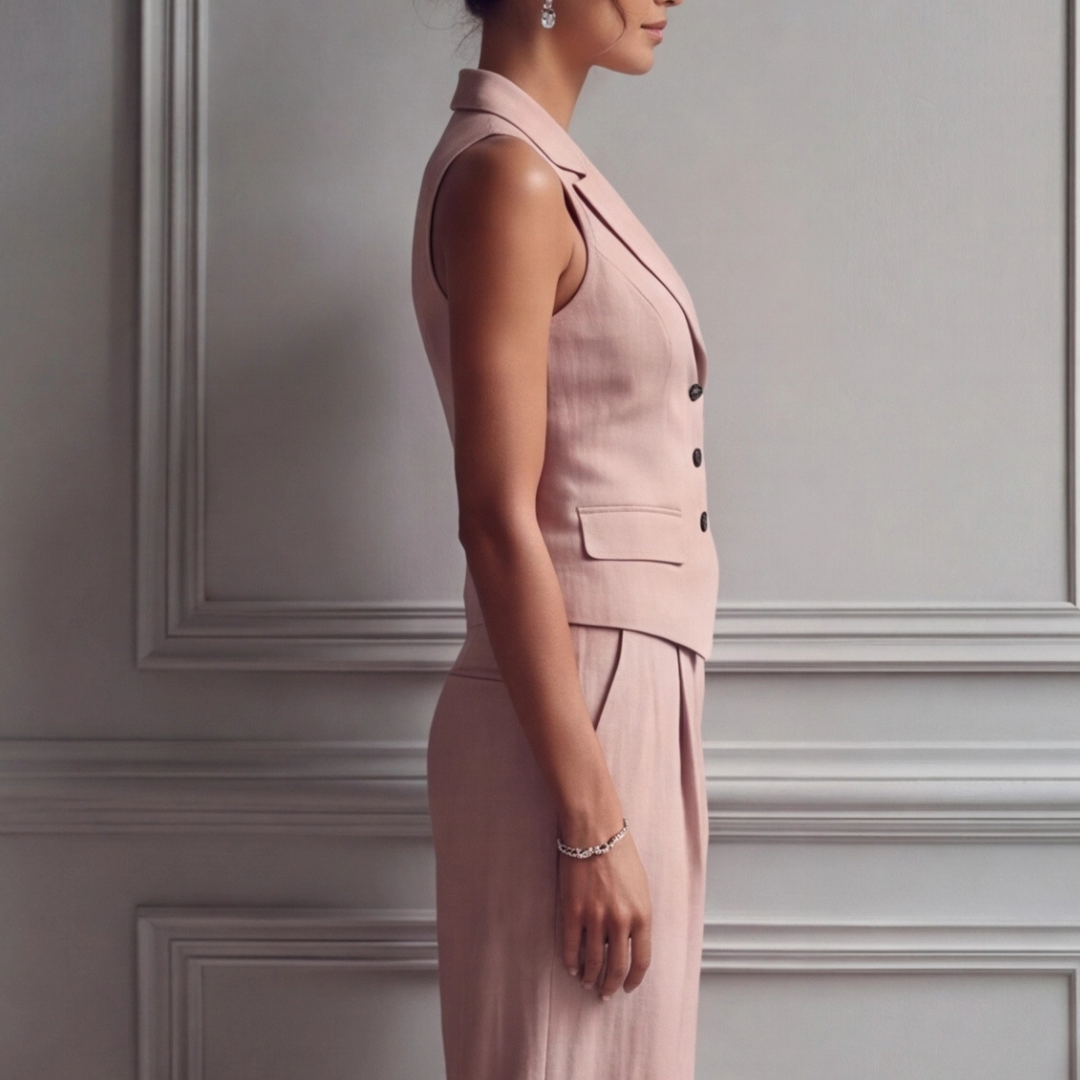 Women's backless vest and wide-leg trousers set, perfect for summer outings, featuring a stylish design and comfortable fit. 1